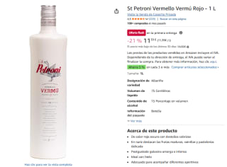 St Petroni Vermello Vermú Rojo - 1 L por 11,39€