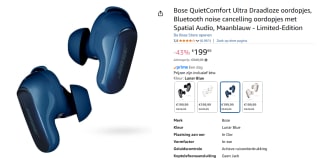 BOSE QuietComfort Ultra Oordopjes Blauw voor €199,99 bij Amazon