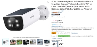 AOQEE Camara Vigilancia WiFi Exterior Solar por 29,99€