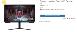 Monitor Samsung 32" Odyssey G5 por $4,199 en Costco