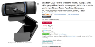 Logitech C920 HD Pro Webcam - Black voor €60,99 bij Amazon