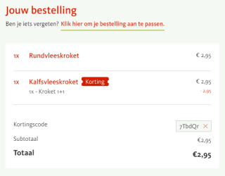 1+1 gratis op alle kroketten bij Kwalitaria