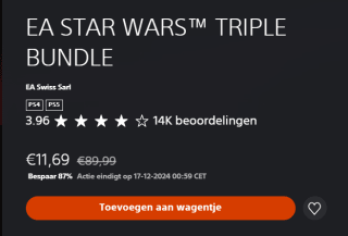 EA STAR WARS™ TRIPLE bundel voor €11,69 in de Playstation Store