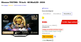 Hisense 75U7NQ - 75 inch - 4K MiniLED - 2024 voor €949 bij Bol