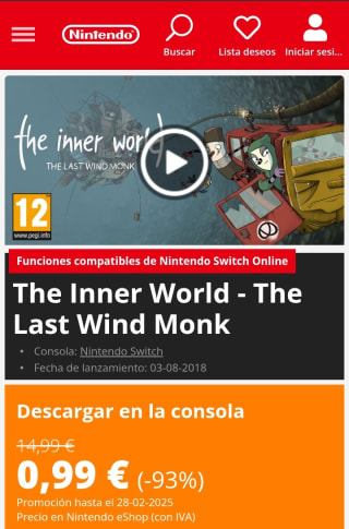 The Inner World. The Last Wind Monk Nintendo Switch por 0,99€.