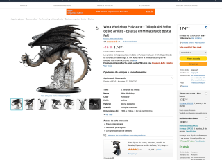 Weta Workshop Polystone Trilogía del Señor de los Anillos Estatua en Miniatura de Bestia Fell coleccionista por 174,99€