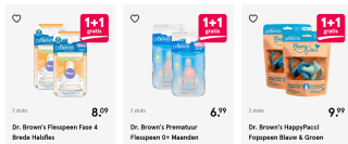 1+1 gratis op Dr. Brown's producten bij de Etos