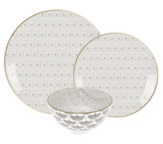 Service d'assiettes en grès de 18 pièces liseré or Camille à 22,02€