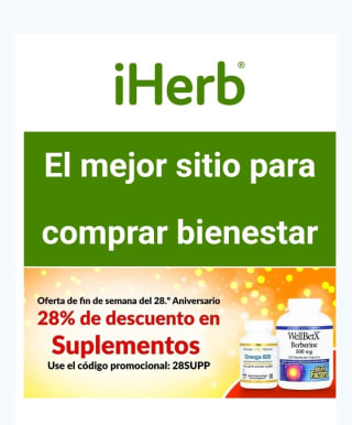 -28% de Descuento Suplementos en iHerb.