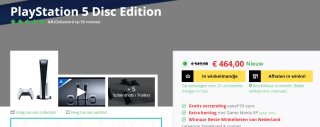 PlayStation 5 Disc Edition voor €464 bij Game mania