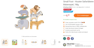 Small Foot - Houten Safaridieren Balansspel, 7dlg. voor €6 bij Lobbes
