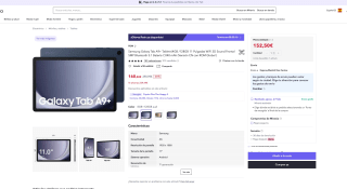 Samsung Galaxy Tab A9+ Tablet 8/128GB 11 Pulgadas WiFi 3D Sound Frontal 5MP Bluetooth 5.1 Batería 7,040 mAh por solo 150,84€