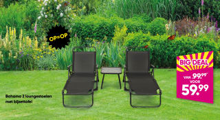2 loungestoelen met tafel voor €59,99 bij BigBazar