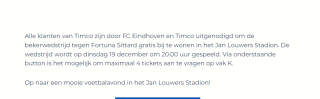 Gratis tickets voor de bekerwedstrijd FC eindhoven - Fortuna