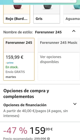 Garmin Forerunner 245, Reloj Inteligente por 159,99€.