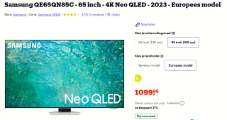 Samsung QE65QN85C - 65 inch - 4K Neo QLED voor €1099 bij Bol.com