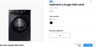 Samsung Optimal Dry Droger 5000-serie 9 kilo voor €639 in de Samsung store