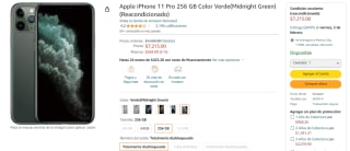 iPhone 11 Pro 256GB Reacondicionado por $7,215 en Amazon