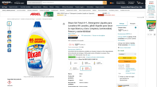 Dixan Gel Total 4+1 Detergente Líquido para Lavadora por 10,90€