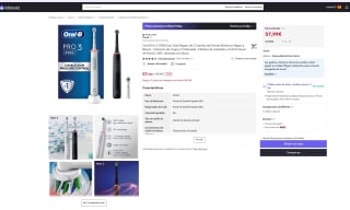 Oral-B Pro 3 3900 Dual Pack Regalo 2 Cepillos de Dientes Eléctricos Negro y Blanco 1 Estación de Carga y 2 Cabezales por 57,99€ (Nuevos usuarios por 34,79€)