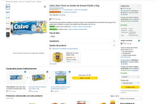 3 Calvo Atún Claro en Aceite de Girasol Pack 6 x 65g por 13,50€