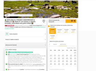 Estancia Hotel Yomo Imperial 3* con un agradable Paseo a Caballo por el Pirineo Andorrano por 51€ pxp