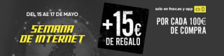 15€ de regalo por cada 100€ de compra + envío gratis sin minimo compra.