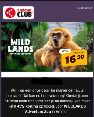 Tickets voor Wildlands voor €16,50 Via Kruidvat Club