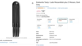 Brabantia Tasty+ lade messenblok met 3 messen voor €19,49 bij Amazon