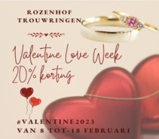 20% korting op de gehele collectie van Rozenhof Trouwringen