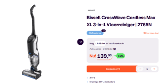 BISSELL CrossWave Cordless Max 3 in 1 Vloerreiniger voor €139,95 bij Ibood