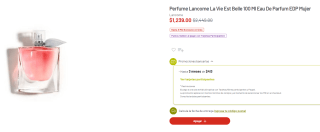 Perfume Lancome La Vie Est Belle 100ml por $1,239 en Soriana