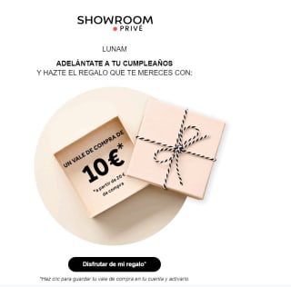 Descuento de -10€ por el día de tu cumpleaños en Showroom privé