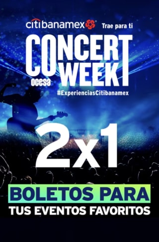 Boletos al 2x1 en Ticketmaster (Concert Week)