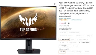 Asus TUF Gaming VG27WQ 27" Curved Gaming monitor voor €219 bij Amazon