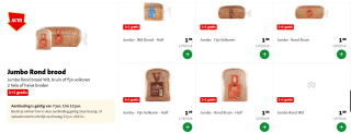 Jumbo Rond brood Wit, bruin of fijn volkoren 1+1gratis