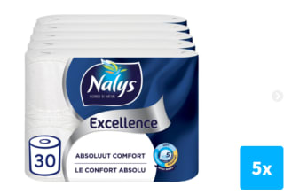 50% korting op 5x Nalys Excellence Maxi-Vel Toiletpapier In Papieren Verpakking 5-Laags 6 stuks bij Plein
