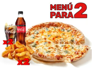 2 Pizza Medianas con 2 Bebidas y 2 complementos por 18€ de Telepizza