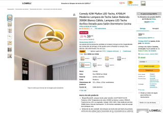 Lampara LED Techo Acrílico Dorado 42W 3000K por solo 33,33€