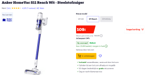 Eufy Anker Homevac S11 Reach voor €109 bij Bol.com