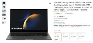 Portátil Samsung Galaxy Book3 Intel Raptor Lake Core i5-1335U, 8 GB RAM, 256 GB SSD por 499€