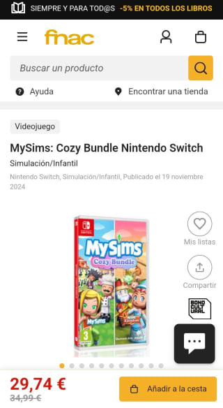 My Sims Cozy Bundle Nintendo Switch por 29,74€.