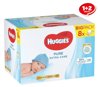 Huggies Pure Extra Care Babydoekjes 8 x 56 stuks voor €19,99 bij Trekpleister