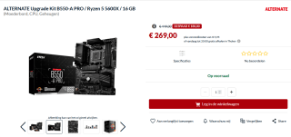 Combodeal ALTERNATE Upgrade Kit B550-A PRO / Ryzen 5 5600X / 16 GB voor €269