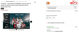 TV QLED 55" Haier S90 Series H55S900UX, Full Array por 551,65€
