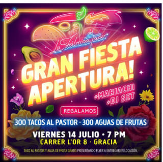 Se repartirá un total de 300 tacos + 300 aguas de frutas. y música en directo con mariachis (Barcelona)