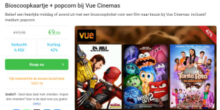 Bioscoopkaartje + popcorn bij Vue Cinemas voor €9,95 via Social Deal