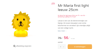 Mr Maria Leeuw lamp (30cm) voor €56 bij Prénatal
