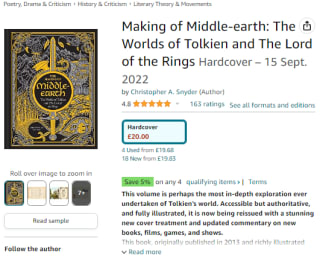 Purchase Making of Middle-Earth: The Worlds of Tolkien and The Lord of the Rings at Amazon for £20