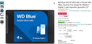 WD Blue SA510 SATA SSD 4 TB voor €208,35 bij Amazon